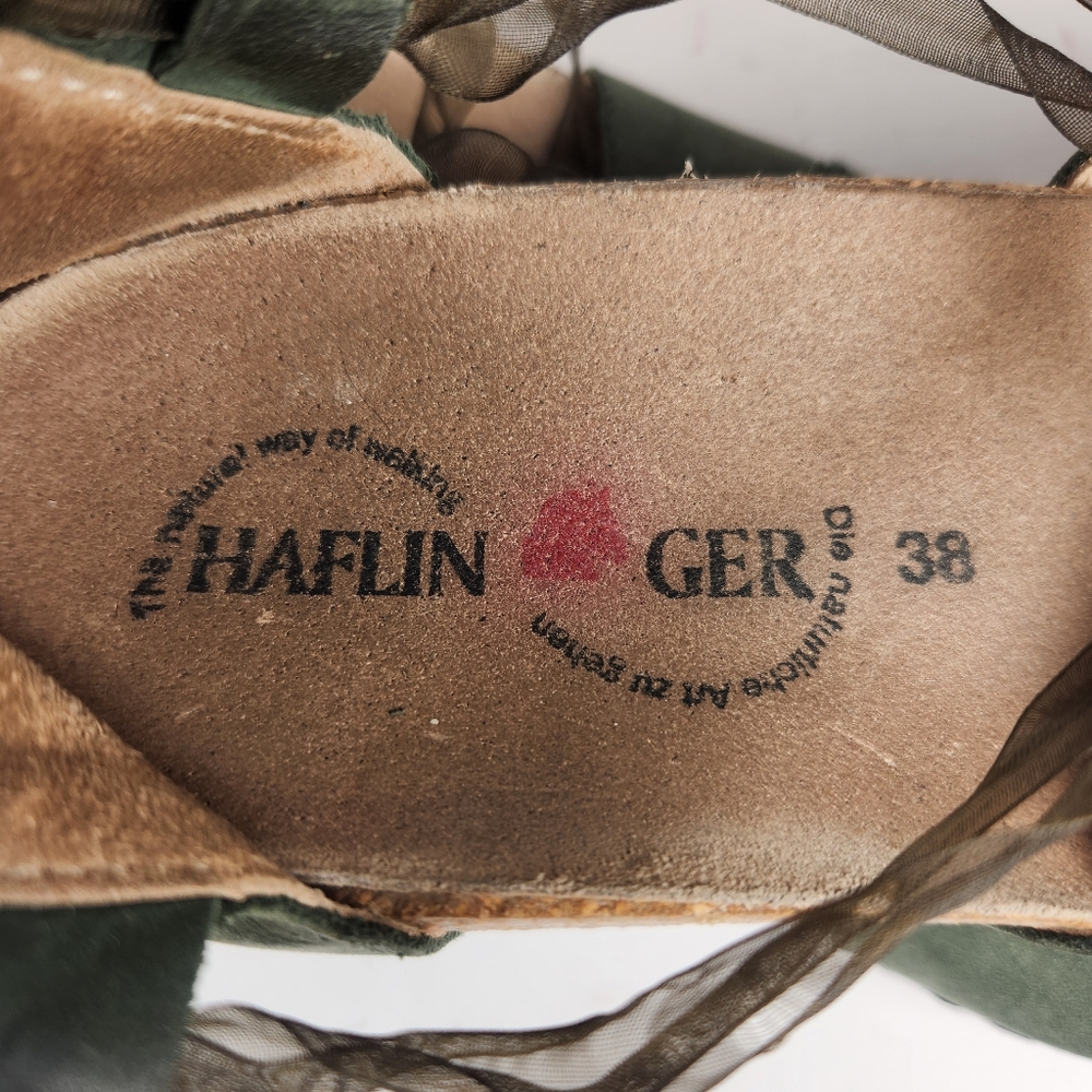 HAFLINGER Women's Eva Sandal Size 7 EU 38 Green Suede German Lace Up Shoes - Picture 7 of 10